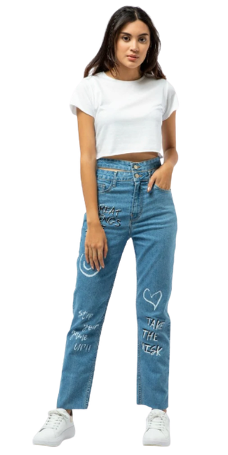 COLORBOX Printed Mom Jeans 1